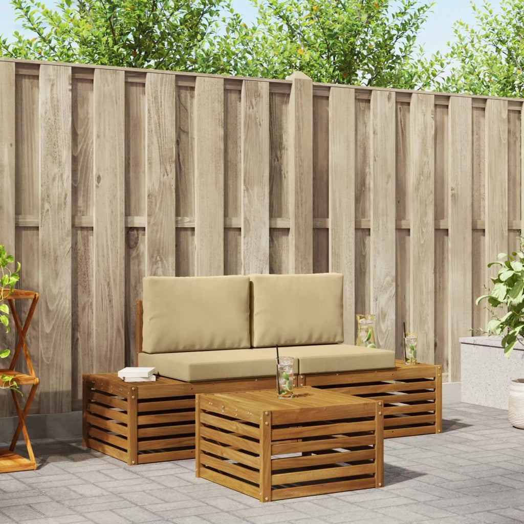 Set di divani da esterno-Sofa da giardino Naturale e Beige 59 x 59 x 37 cm