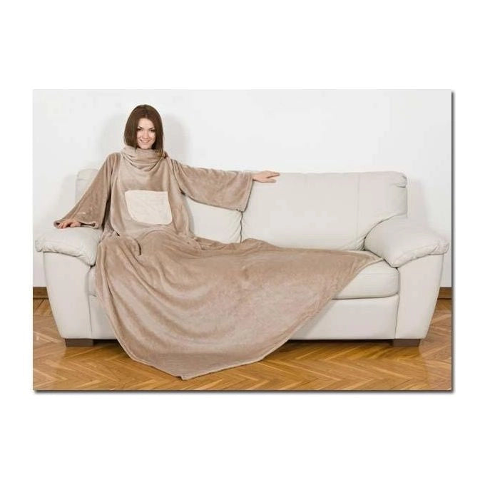 Kanguru 1089 Coperta con Maniche Deluxe Flanella Ultrasoft 140x210 cm colore Beige