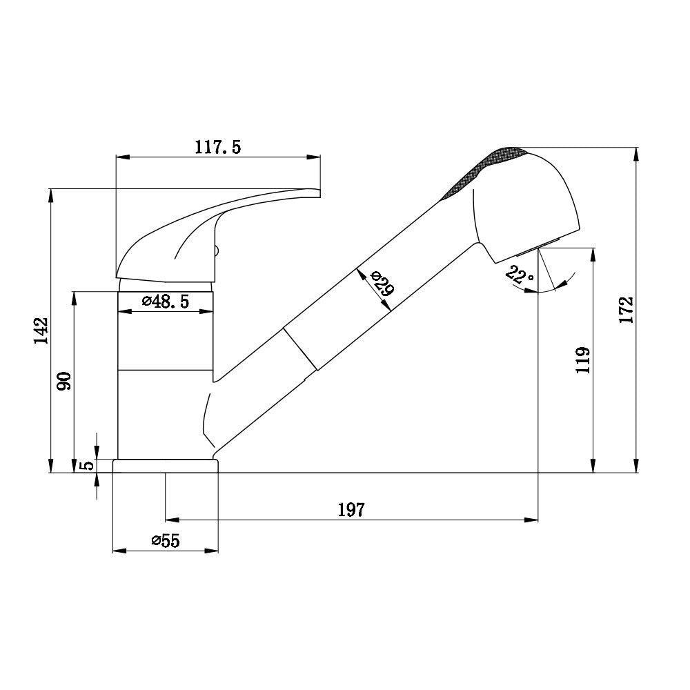 Rubinetto lavello monoforo con doccia estraibile bianco