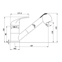 Rubinetto lavello monoforo con doccia estraibile bianco