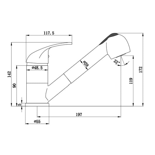 Rubinetto lavello monoforo con doccia estraibile bianco
