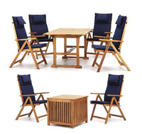 Tavolo Allungabile con 6 Sedie e Tavolino Contenitore da Giardino in Legno di Acacia Istanbul Marrone