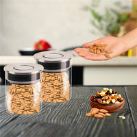 MA MAISON FOODIE SET 6 BARATTOLI DA CUCINA IN VETRO CON COPERCHIO CROMATO INOX A CHIUSURA ERMETICA 10X12H CM - 10X19H CM - 10X31H CM