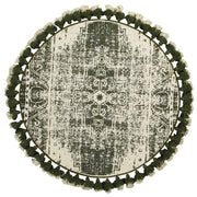 Tappeto tappetino Panna Cotone Rotondo Vintage Soggiorno ø 120 cm