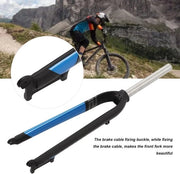 Forkia rigida da mountain bike per biciclette da 26/27,5/29 pollici - Forcella anteriore in alluminio con sospensione - Nero Blu.