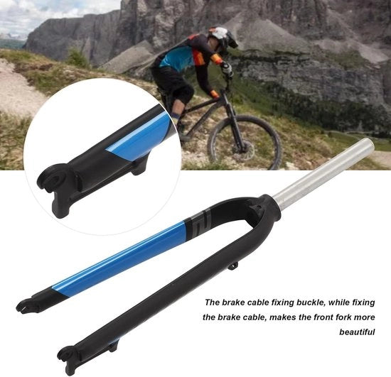 Forkia rigida da mountain bike per biciclette da 26/27,5/29 pollici - Forcella anteriore in alluminio con sospensione - Nero Blu.