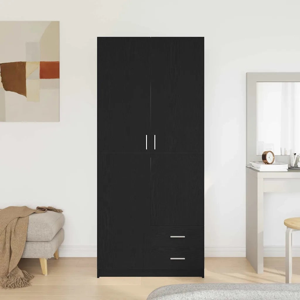 Guardaroba Rovere Nero 80 x 52 x 180 cm Legno multistrato CFW7937284