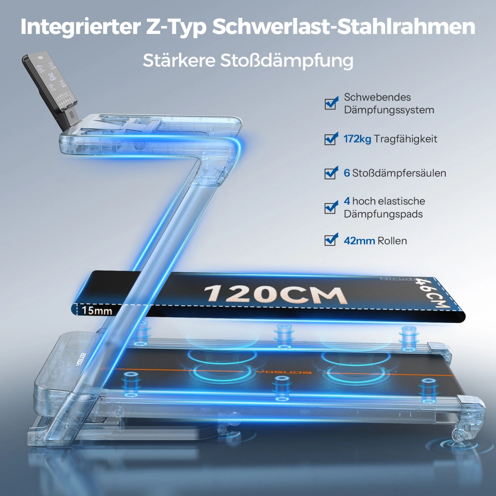 Tapis roulant pieghevole YOSUDA ¨C zephmum ¨C 1-14 km/h, 18% pendenza, 172 kg, HD-Display, Bluetooth