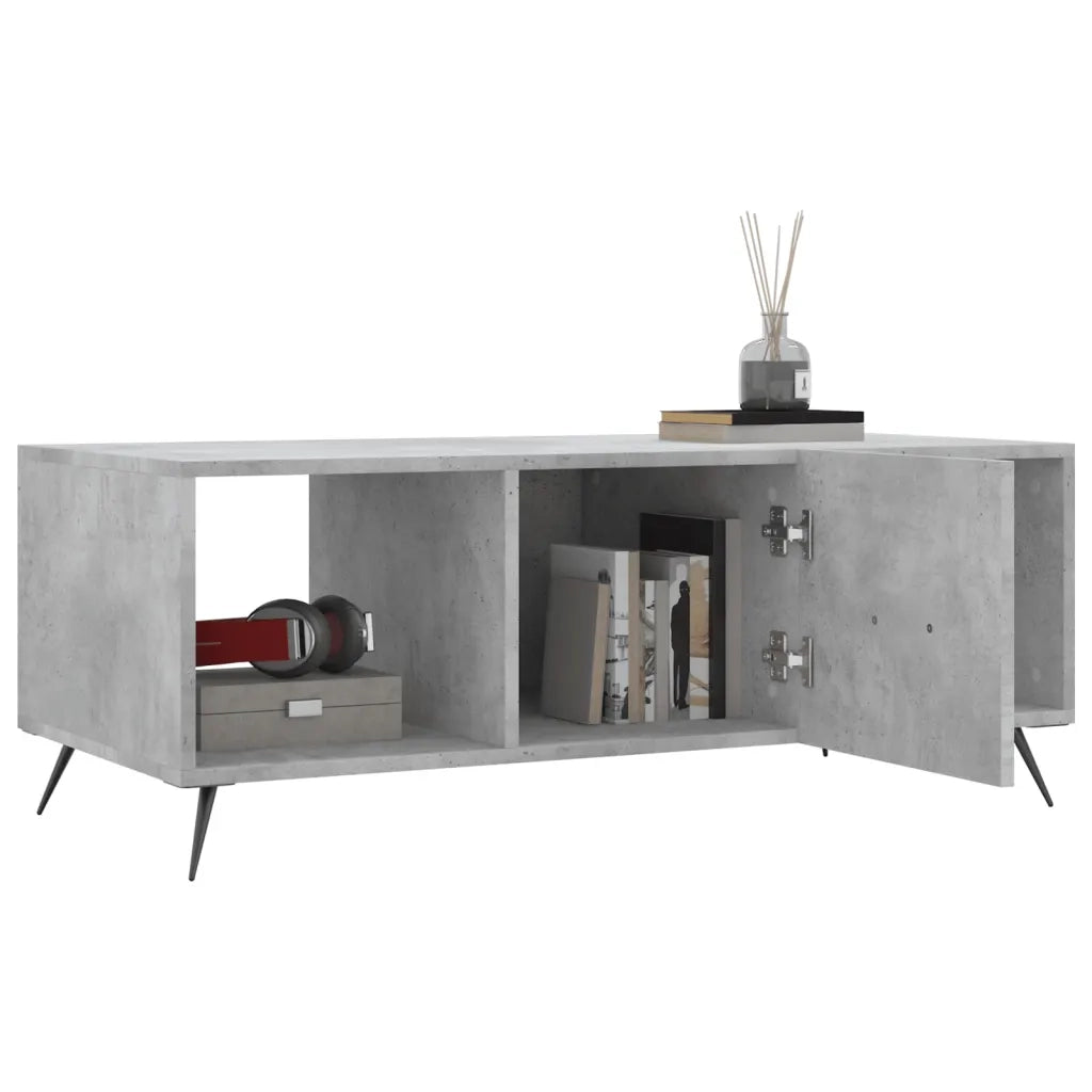 Tavolino Salotto Grigio Cemento 102x50x40 cm Legno Multistrato 829272