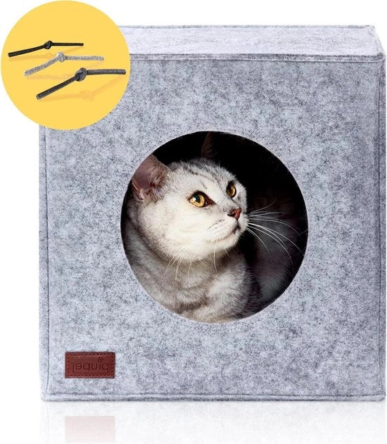Letto per Gatti per Mensole Kallax Expedit - Casa per Gatti in Grigio con Cuscino per Gatti da Interno