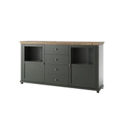 Credenza 180cm collezione ASSIA. Colori verde e rovere. 2 porte e 4 cassetti.