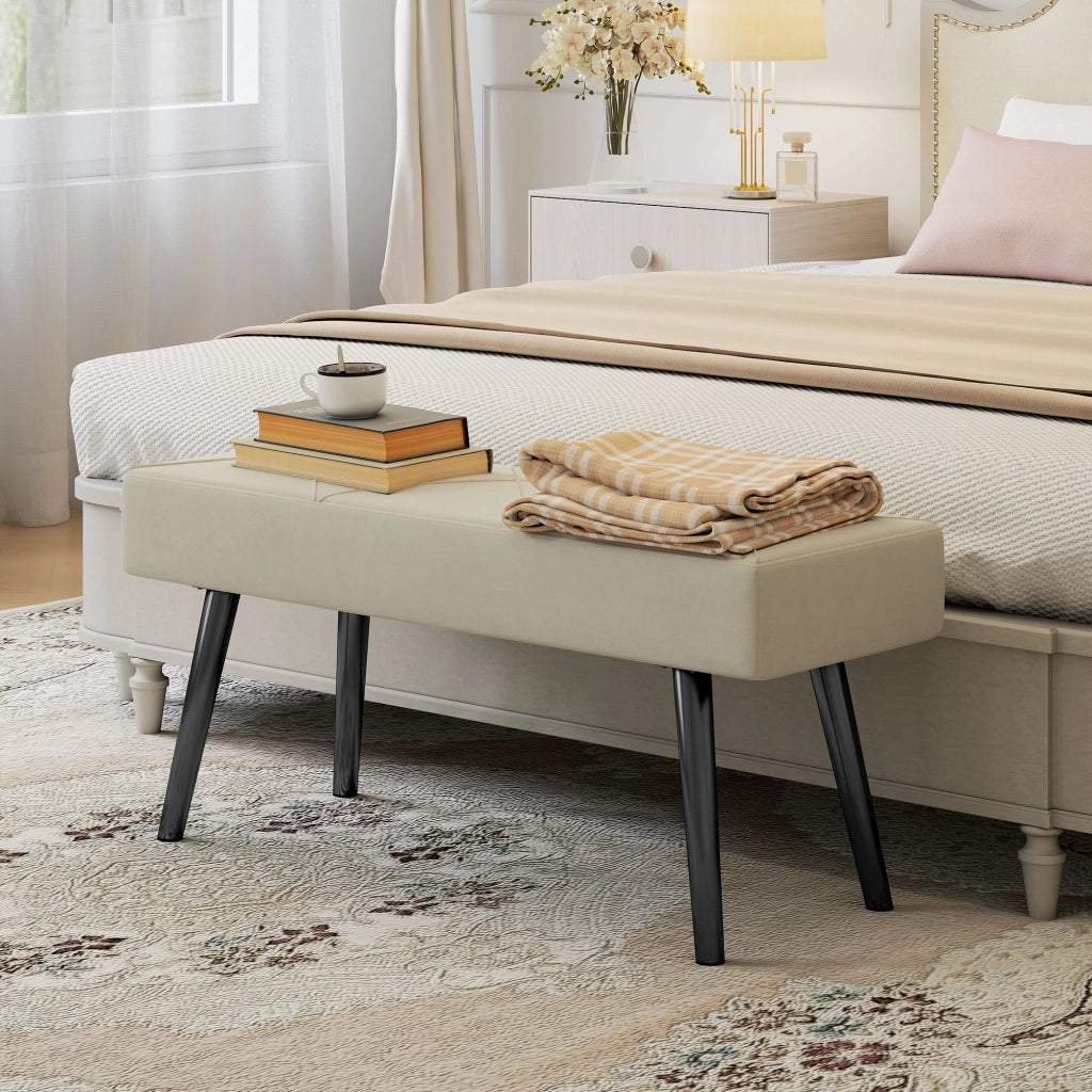 Pouf Piede Letto Multifunzionale ¨C zephmum ¨C Bianco Crema 100x36x45 cm