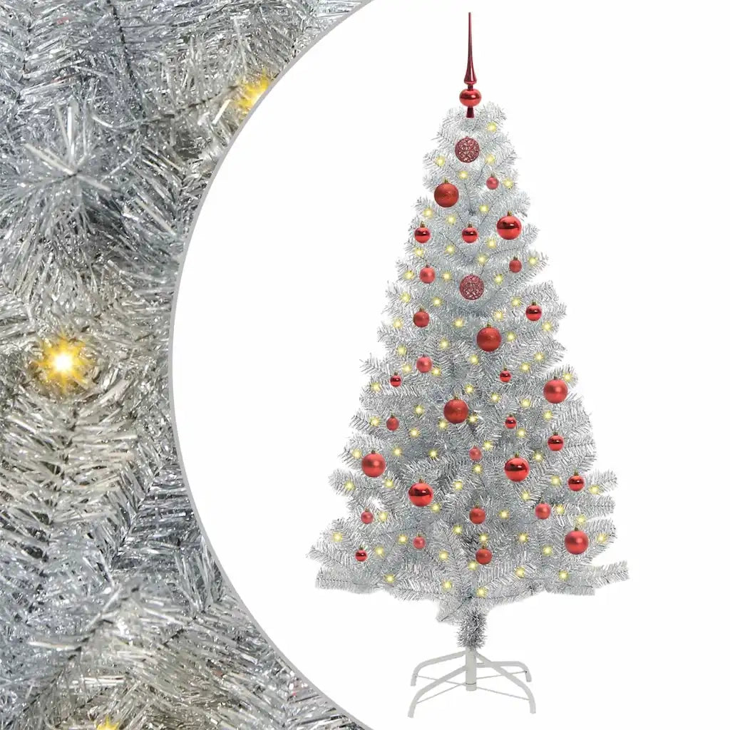 Albero di Natale con 150 LED con supporto Argento 150 cm PET 3396661