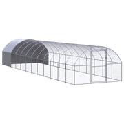 Pollaio recinto per polli da esterno 3 x 12 x 2 m acciaio zincato argento 02_0043999