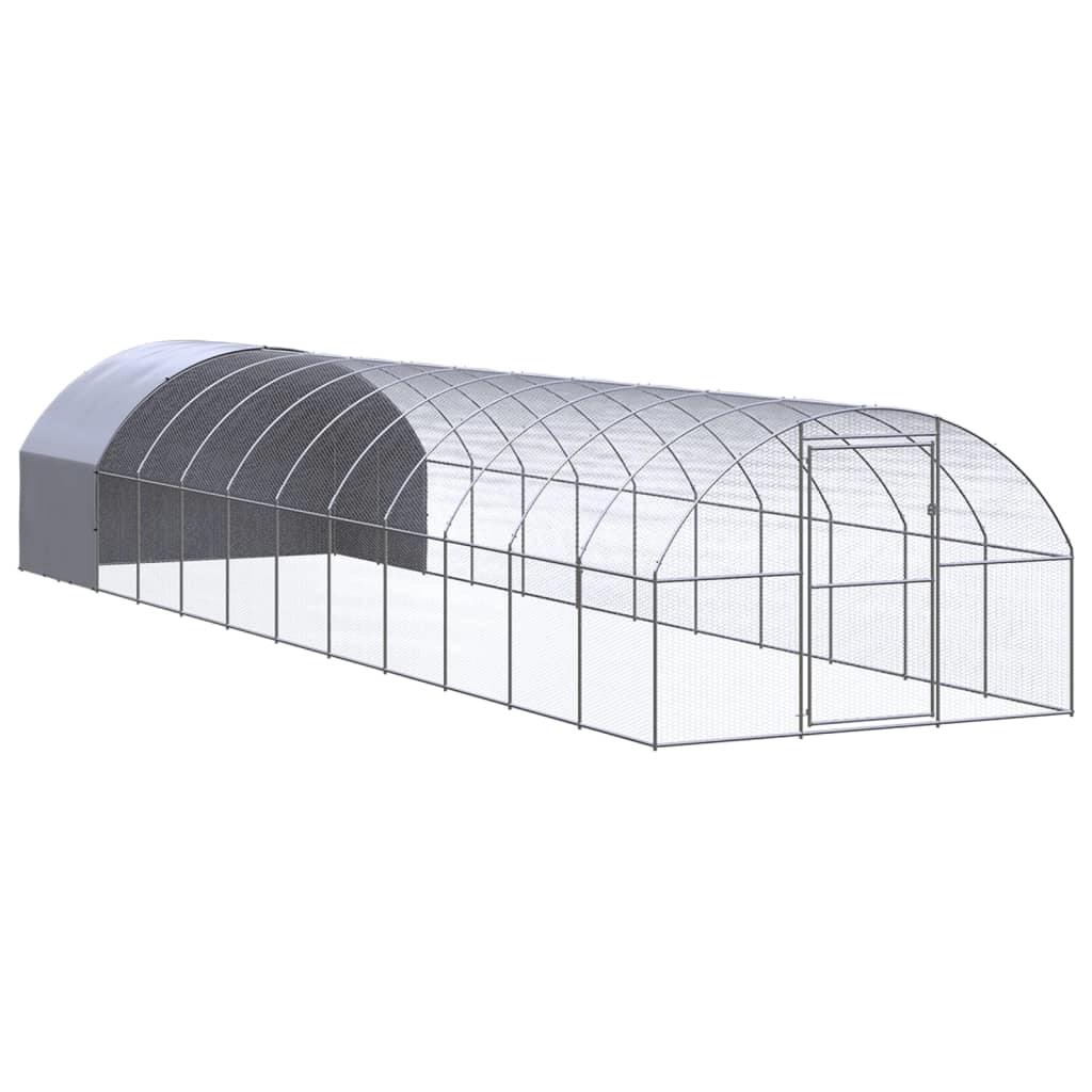 Pollaio recinto per polli da esterno 3 x 12 x 2 m acciaio zincato argento 02_0043999