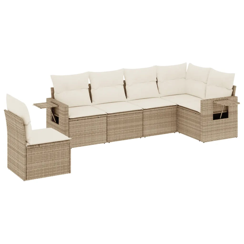 Set Divano da Giardino 6 pz con Cuscini Beige in Polyrattan 3220227