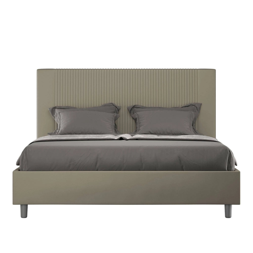 Letto matrimoniale king size con rete imbottito 170x210 similpelle cappuccino Goya