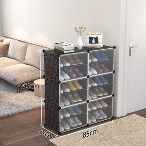 Scarpiera modulare Valora a 12 ripiani per ingresso con ante trasparenti