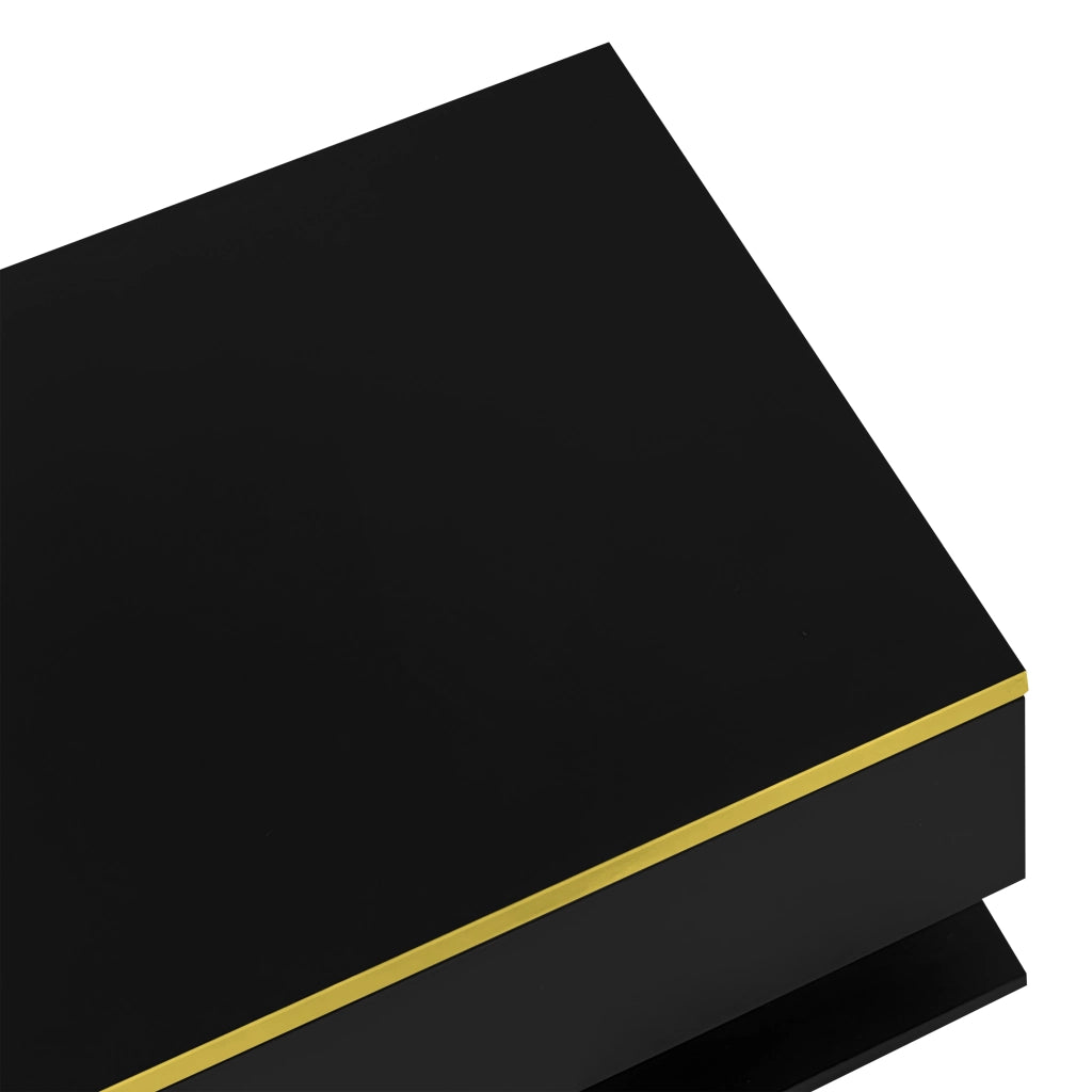 TAVOLINO DA SALOTTO 90x50 cm Nero Lucido in truciolare con LED 16 colori