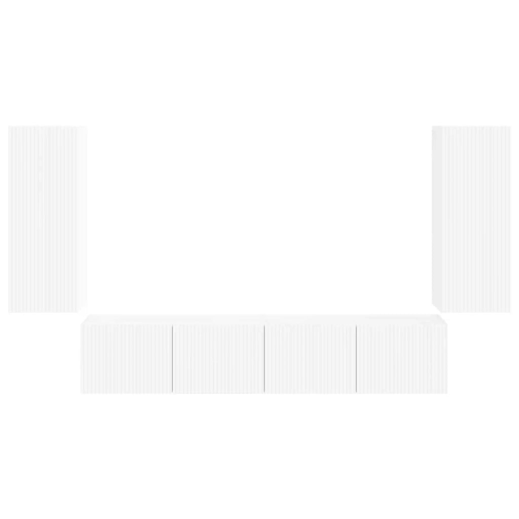 Set di Mobiletto da TV a Parete 4 pcs Bianco Legno multistrato