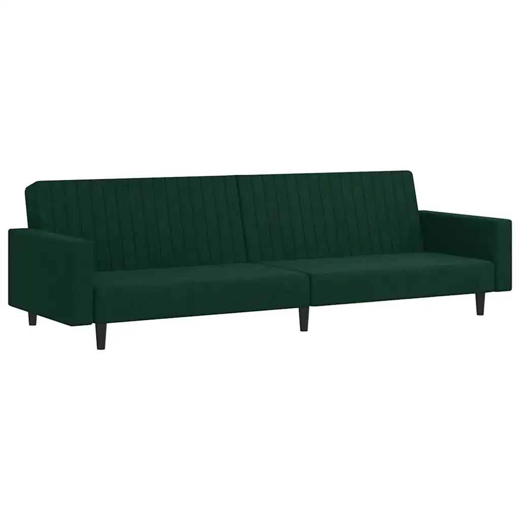 Divano Letto a 2 Posti Verde Scuro in Velluto 375939