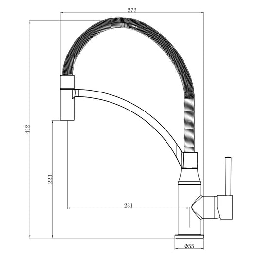 Rubinetto lavello a bocca alta con doccetta estraibile, serie atlanta