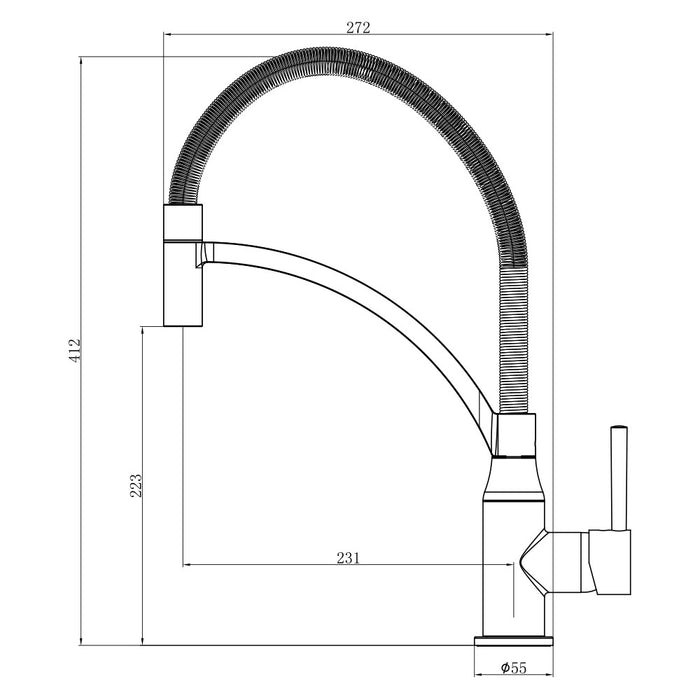 Rubinetto lavello a bocca alta con doccetta estraibile, serie atlanta