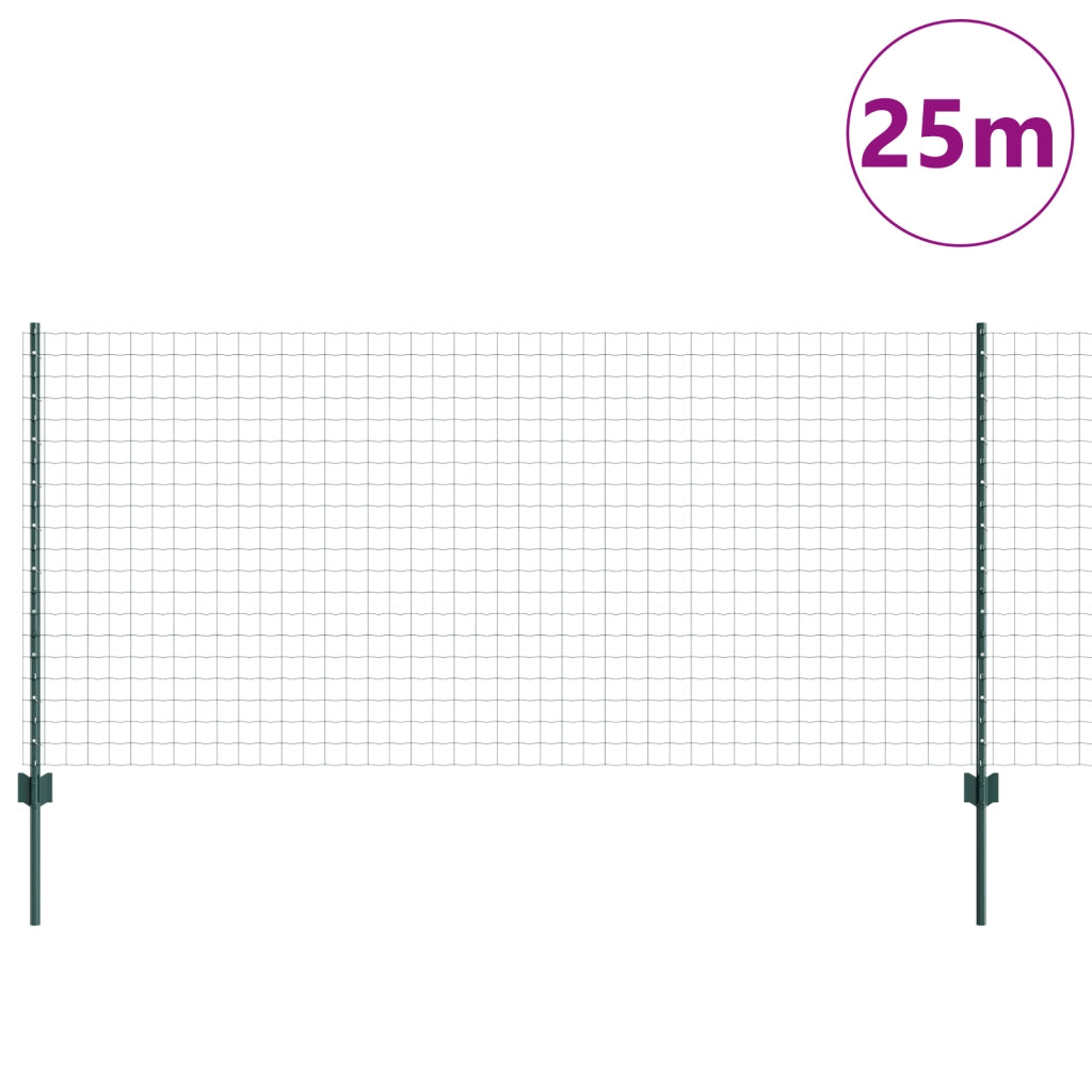 Recinzione Euro con 11 Pali Verde 1x25 m Acciaio