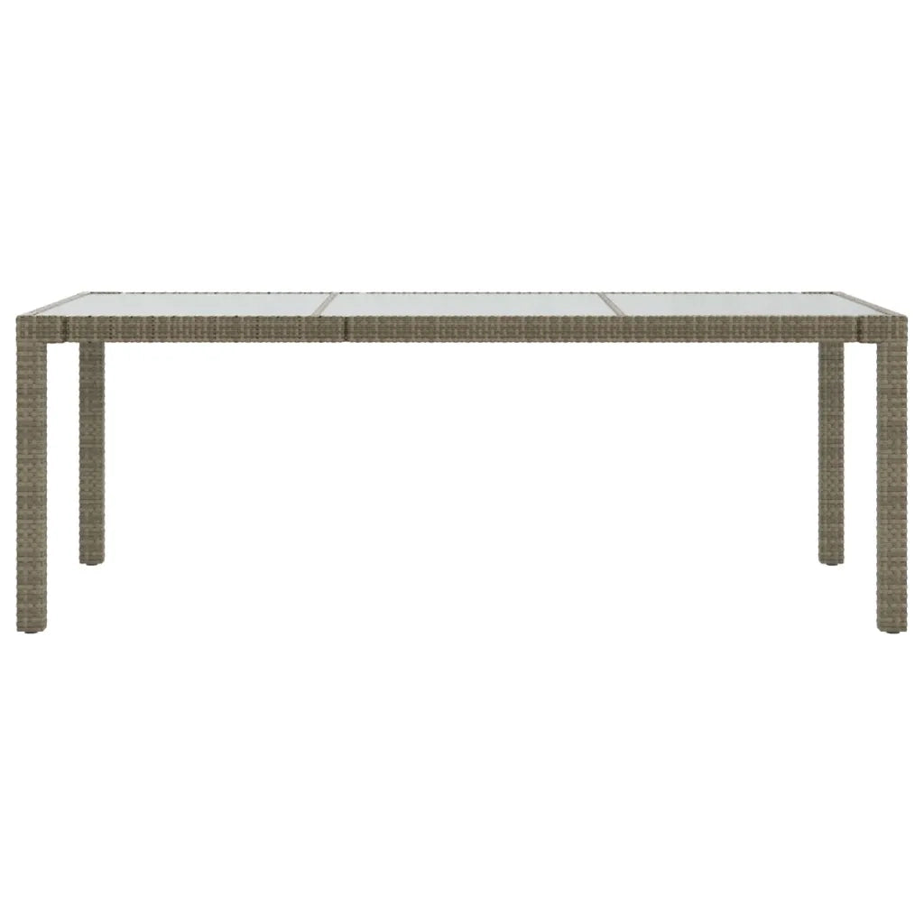 Tavolo Giardino | Tavolino da esterno Grigio 190x90x75 cm Vetro Temperato Polyrattan