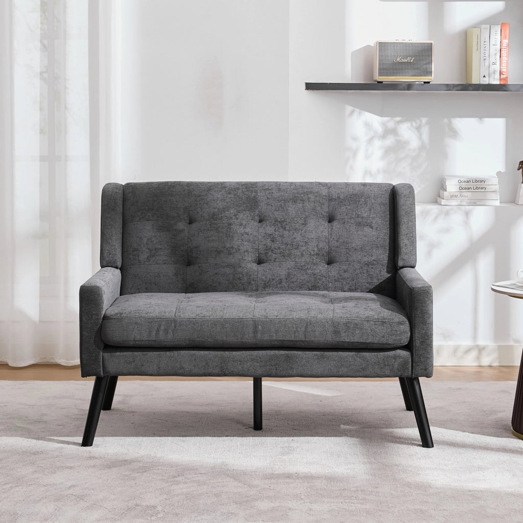 Fauteuil set 2 pezzi con cuscini in schiuma ad alta densità e gambe in legno massiccio grigio scuro