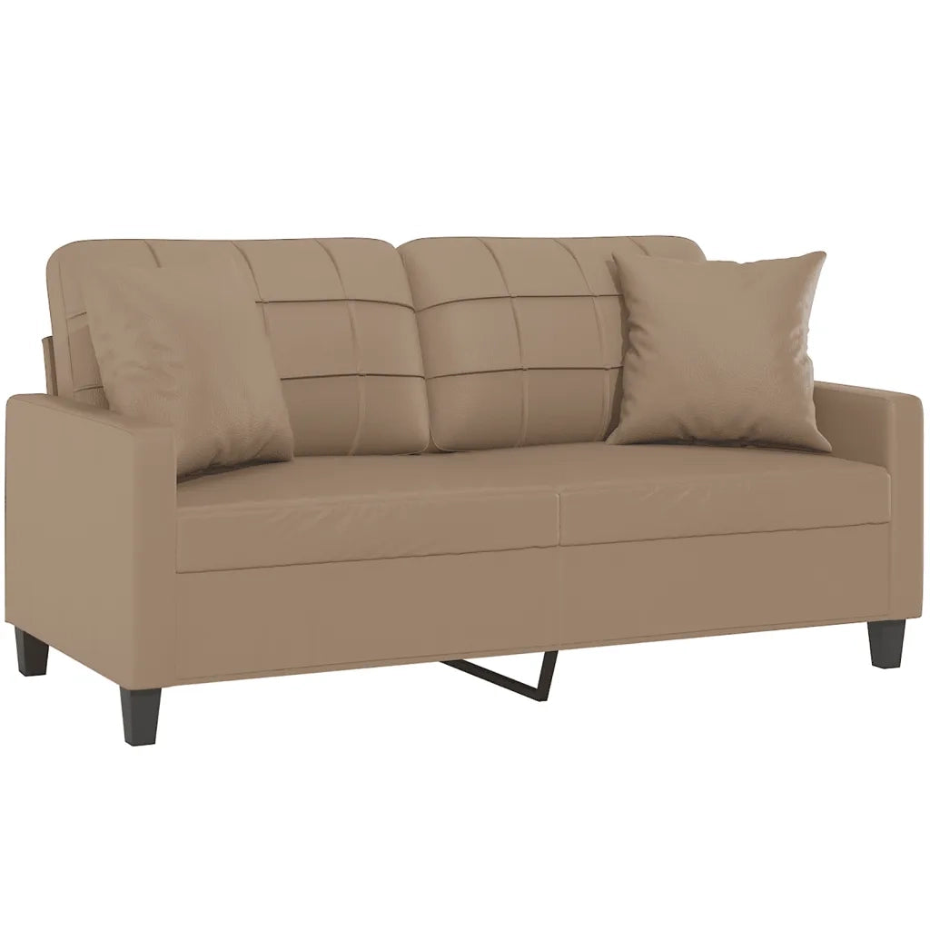 Divano | Divano da soggiorno | Sofa a 2 Posti con Cuscini Cappuccino 140 cm in Similpelle