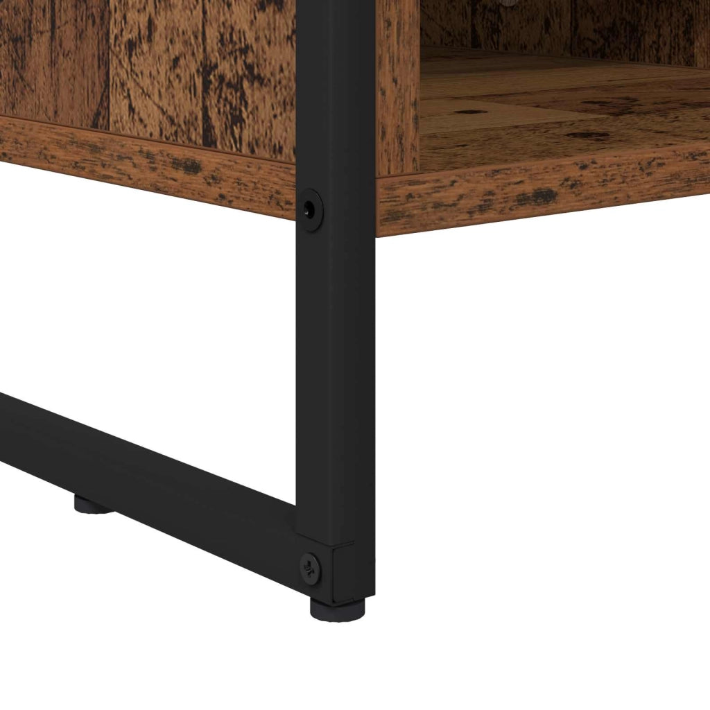 Mobile porta TV moderno in stile industriale con vano contenitore funzionale 100 x 36 x 49 cm legno composito finitura legno anticato 02_0054539