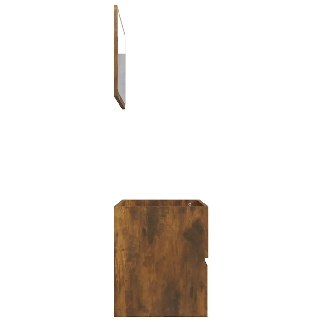 Set Mobili da Bagno 2 pz Rovere Fumo in Legno Multistrato 815738