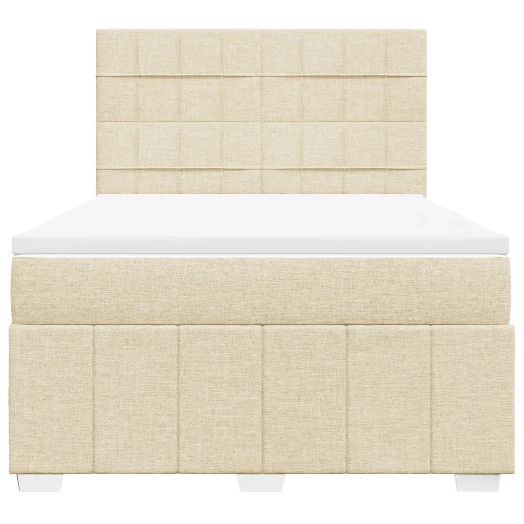 vidaXL Giroletto a Molle con Materasso Crema 140x200 cm in Tessuto
