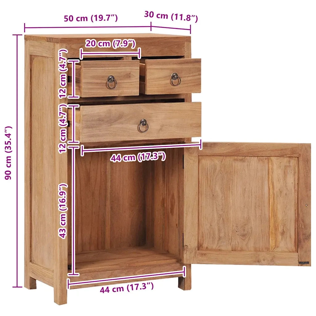 Credenza 50x30x90 cm in Legno Massello di Teak