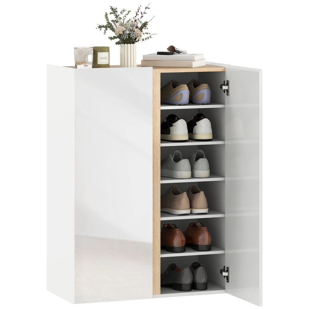 Scarpiera 6 ripiani salvaspazio ¨C Xylo ¨C Bianco legno 18 paia ante soft-close