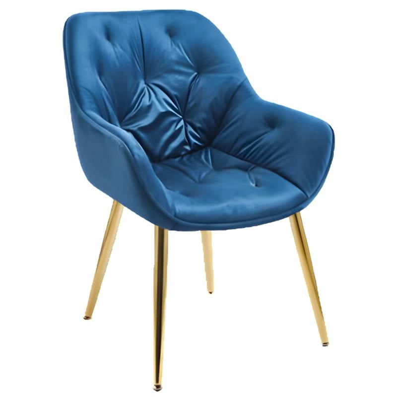 POLTRONA IN VELLUTO BLU CON PIEDI IN METALLO COLOR ORO DIMENSIONI 59X65X85 CM