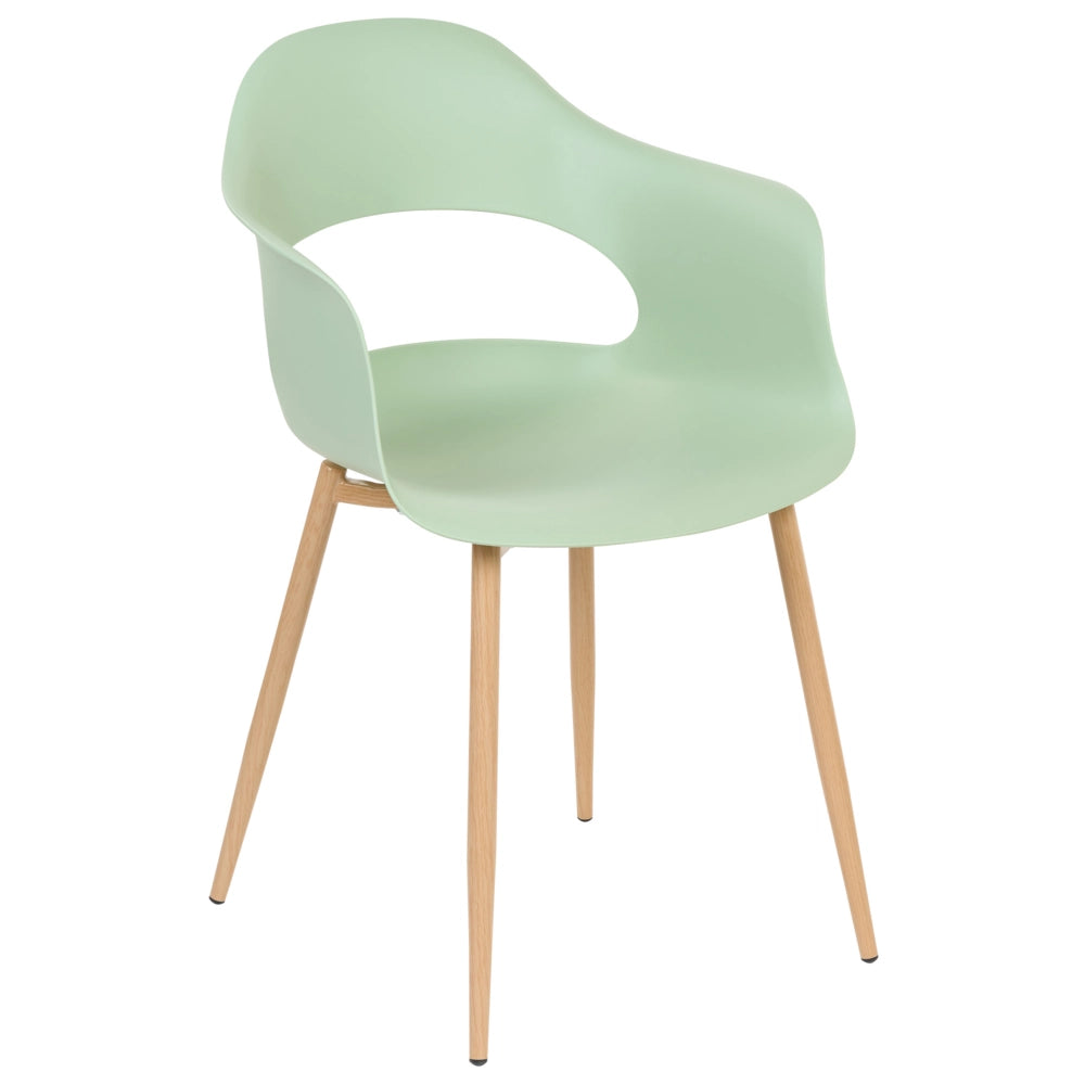 Set di 2 sedie da pranzo in materiale sintetico verde chiaro gambe eleganti decorative stile contemporaneo