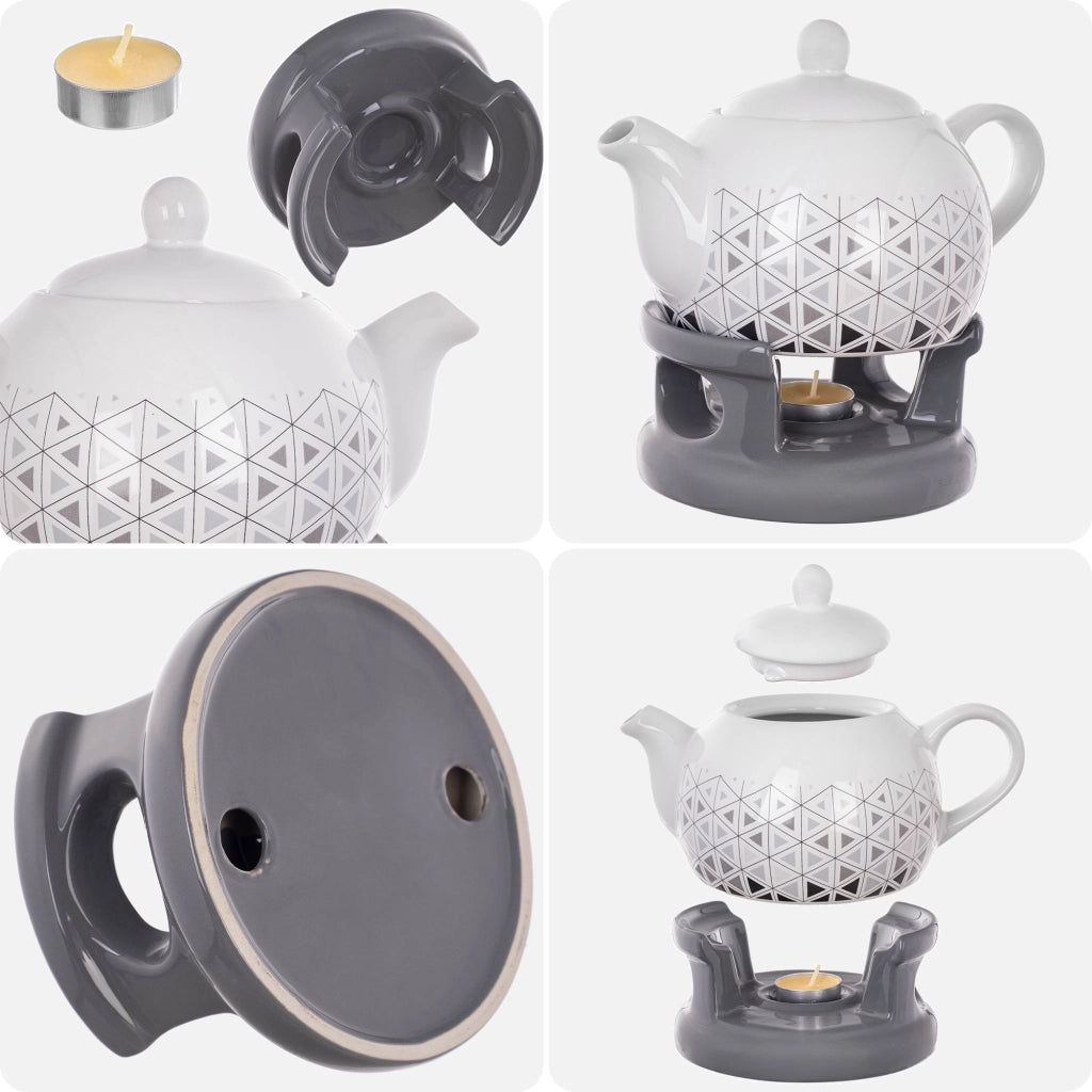 Teiera KADAX con scaldavivande, 1 litro, in ceramica, ideale come regalo.