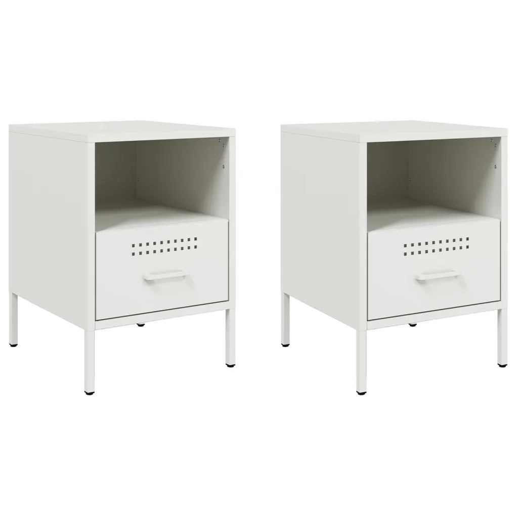 Comodini 2 pz Bianchi 36x39x50,5 cm in Acciaio 843065