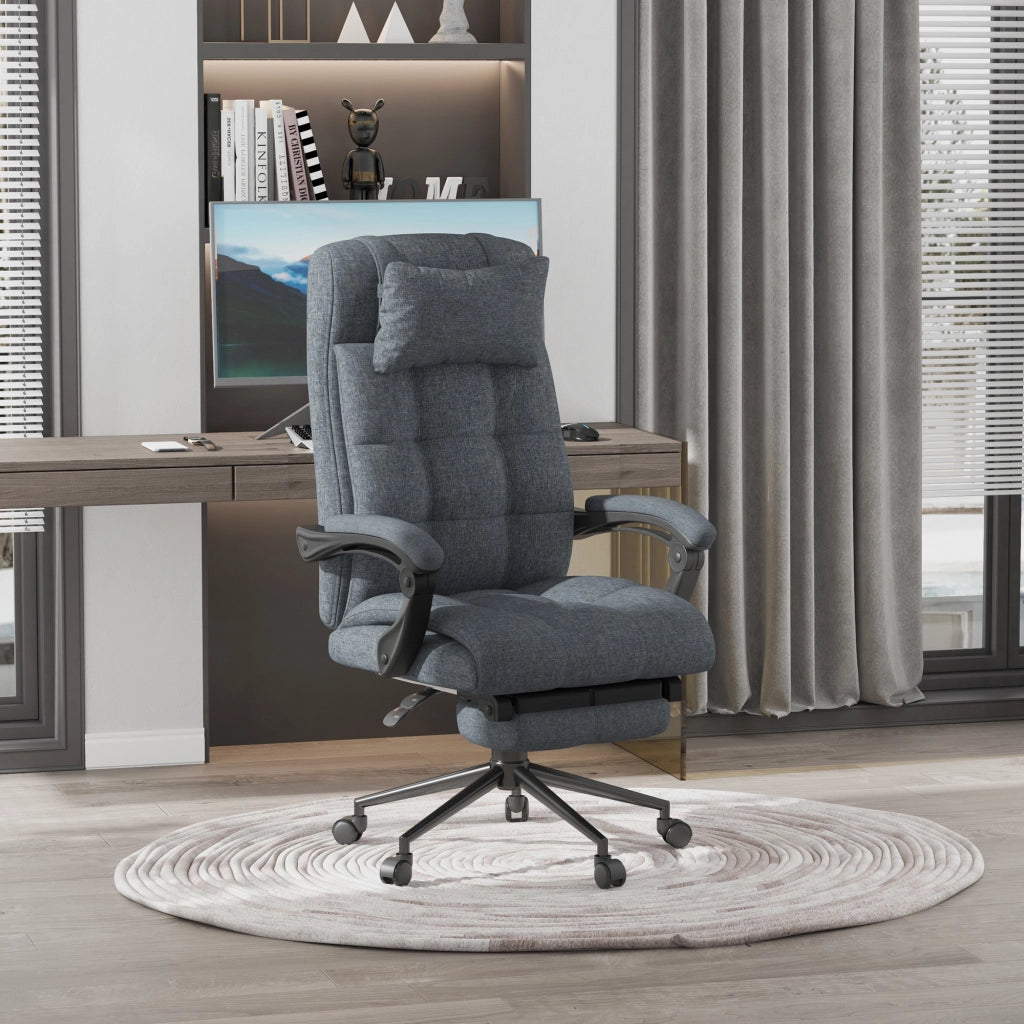 Sedia da ufficio ergonomica reclinabile con schienale alto e poggiapiedi ¨C Minimal ¨C Grigio 66x76x112-120cm