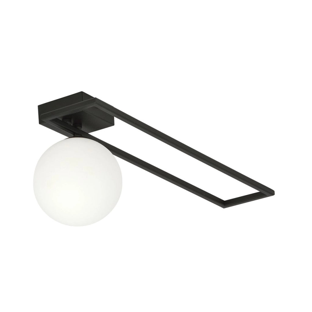 Lampada da soffitto Imago in metallo nero e vetro opale