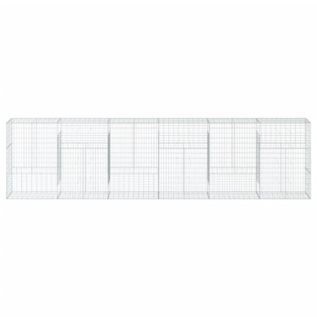 Gabbione recinto a gabbia muro di contenimento con coperchio 600 x 50 x 150 cm ferro zincato argento 02_0040184