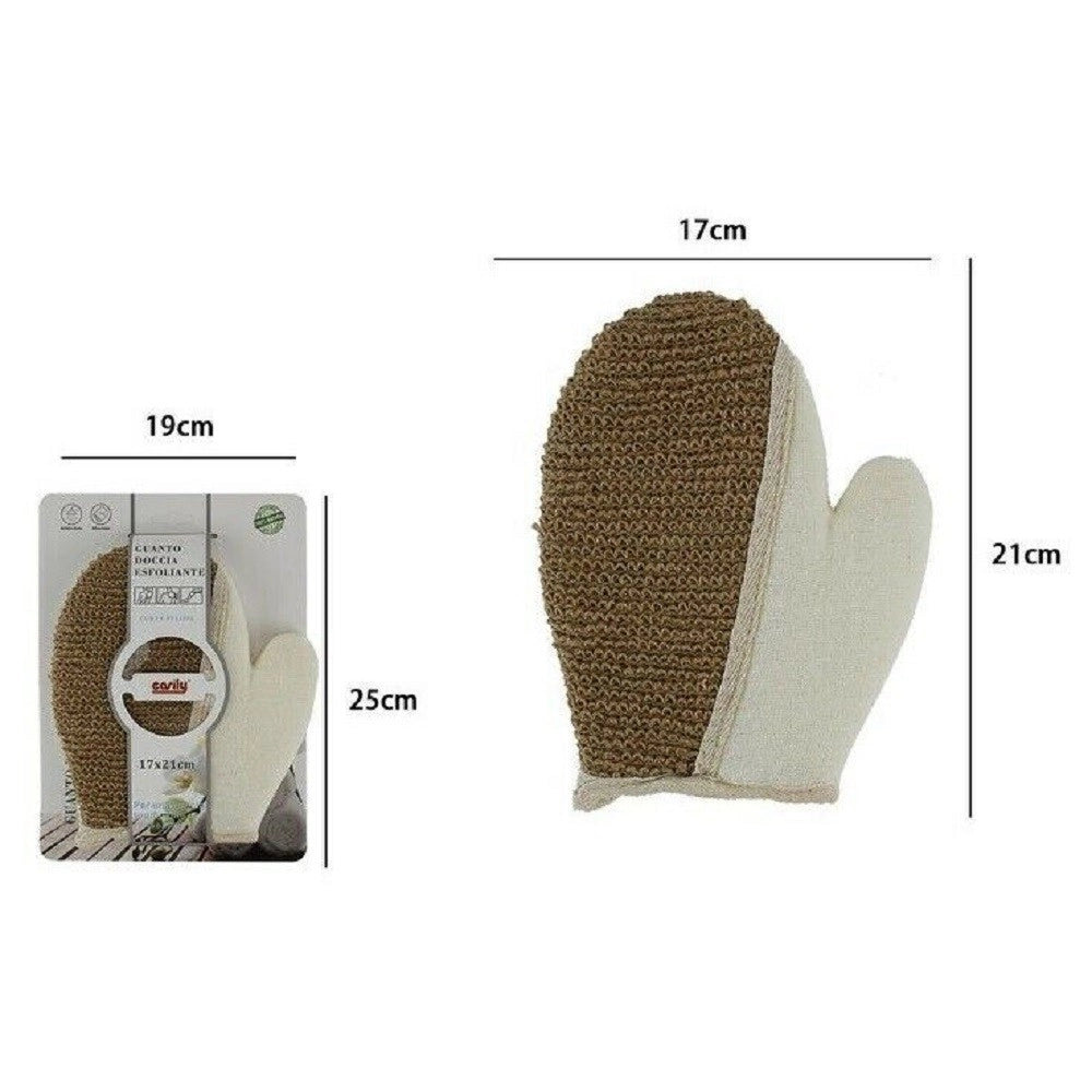 Trade Shop - Guanto Crine Spugna Doccia Bagno Esfoliante Pelle Corpo 17 X 21 Cm Marrone 69573 -