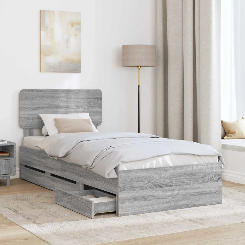 Struttura del letto con cassetto Sonoma grigia 90 x 200 cm 3412225