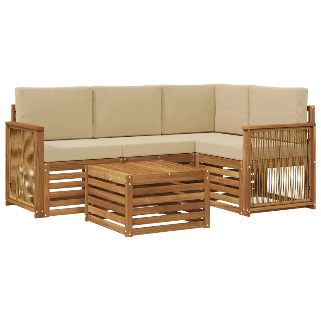 Set di divani da esterno 5 pcs Naturale e Beige 59 x 59 x 37 cm 3384329