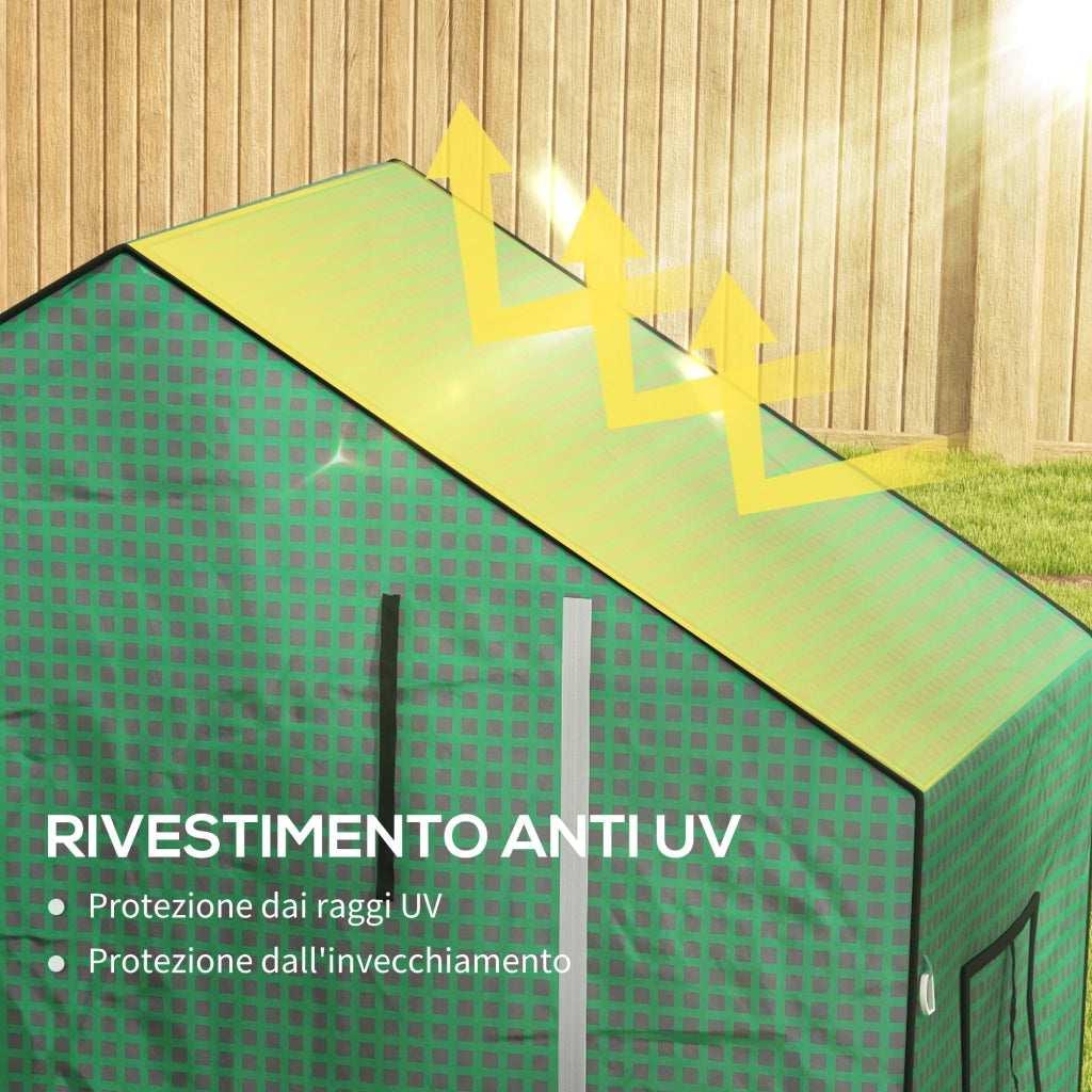 Serra da Giardino con Porta e Finestre ¨C zephmum ¨C Verde 140x73x190cm