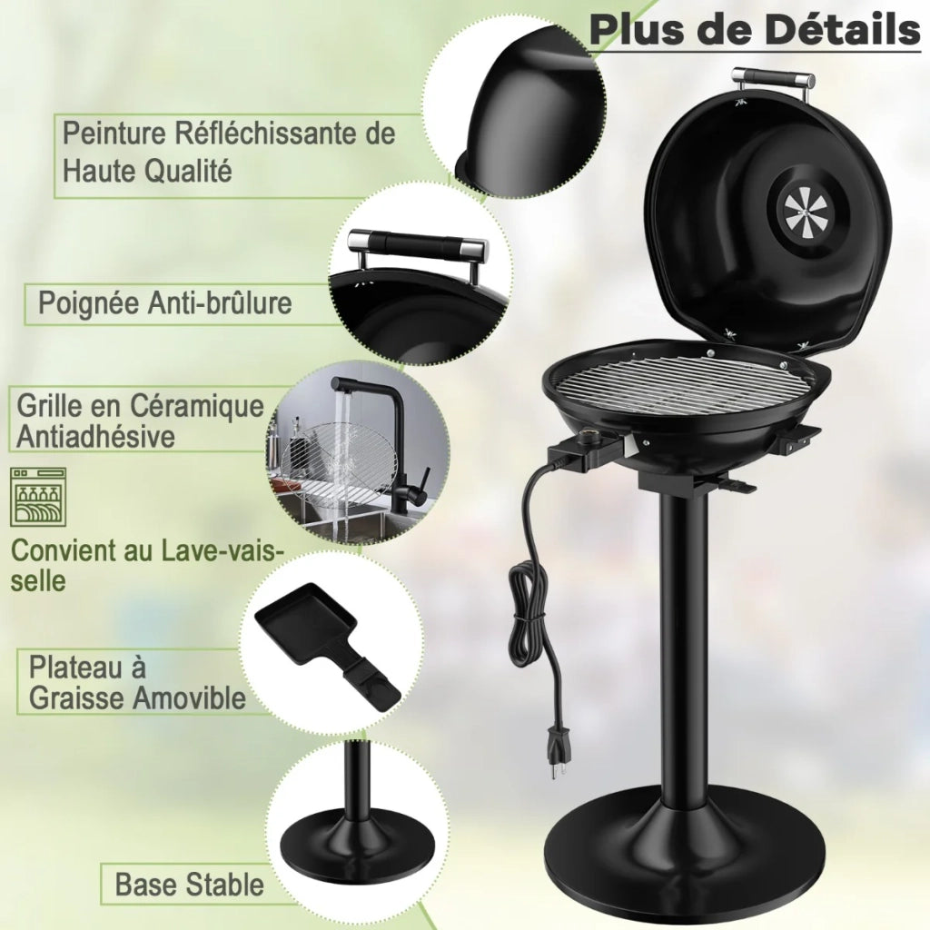 Barbecue elettrico da esterno 52 x 44 x 83 cm riscaldamento rapido uso interno ed esterno stile moderno metallo nero 20_0015836