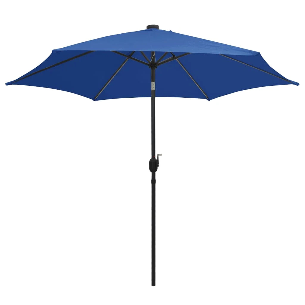 Ombrellone con LED e palo in alluminio da 300 cm azzurro 02_0008084