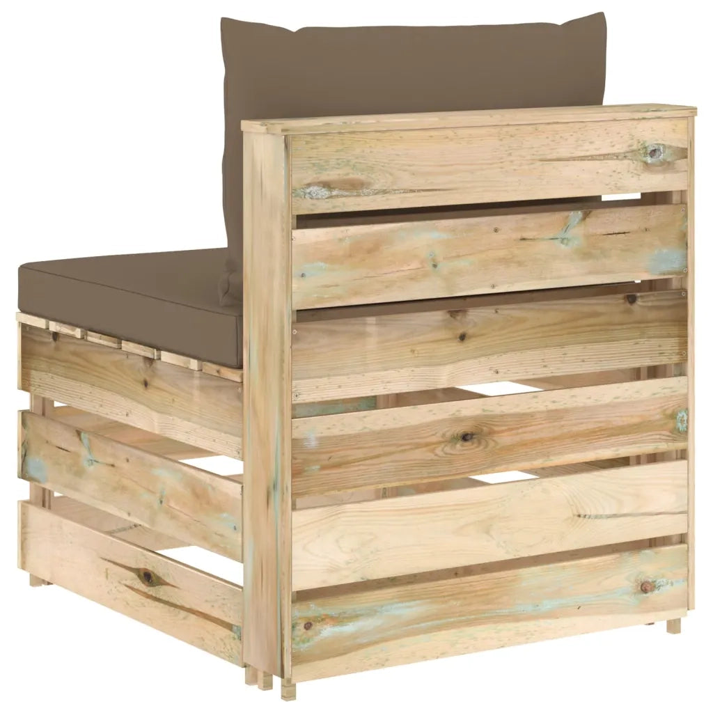 Divano Centrale Modulare con Cuscini in Legno Impregnato Verde cod mxl 68795